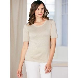 Brownstone Studio Wool Blend Sparkle Knit Top Medium‎ New